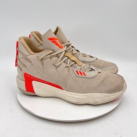 Adidas Dame 7 Bliss Men Size 11 FZ1046 Taupe Bright Orange Basketball Shoes - Picture 11 of 16